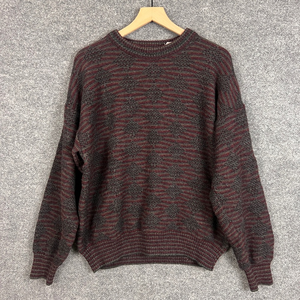 VTG‎ The Italian Sweater Co. Mens XL Geometric Knit Sweater Made in Italy